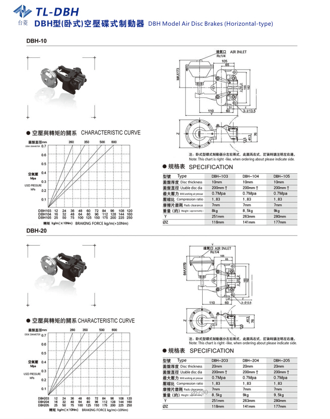 氣動碟式制動器DBH型規(guī)格尺寸型號參數(shù)表 氣動碟式制動器DBH型規(guī)格尺寸型號參數(shù)表